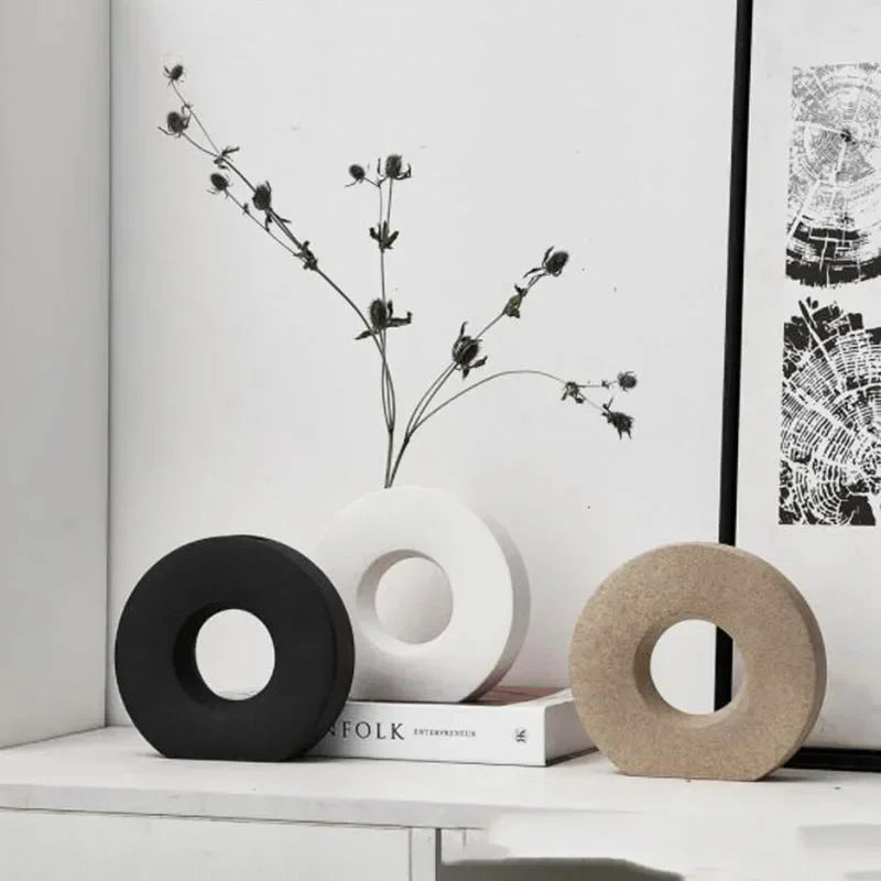 The 'Nordic O' Matte Ceramic Vase | Minimalist Sculptural Decor