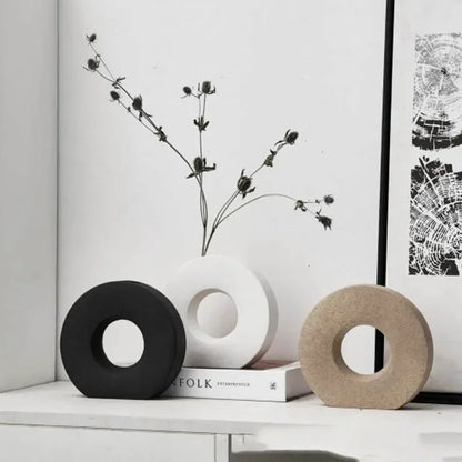 The 'Nordic O' Matte Ceramic Vase | Minimalist Sculptural Decor