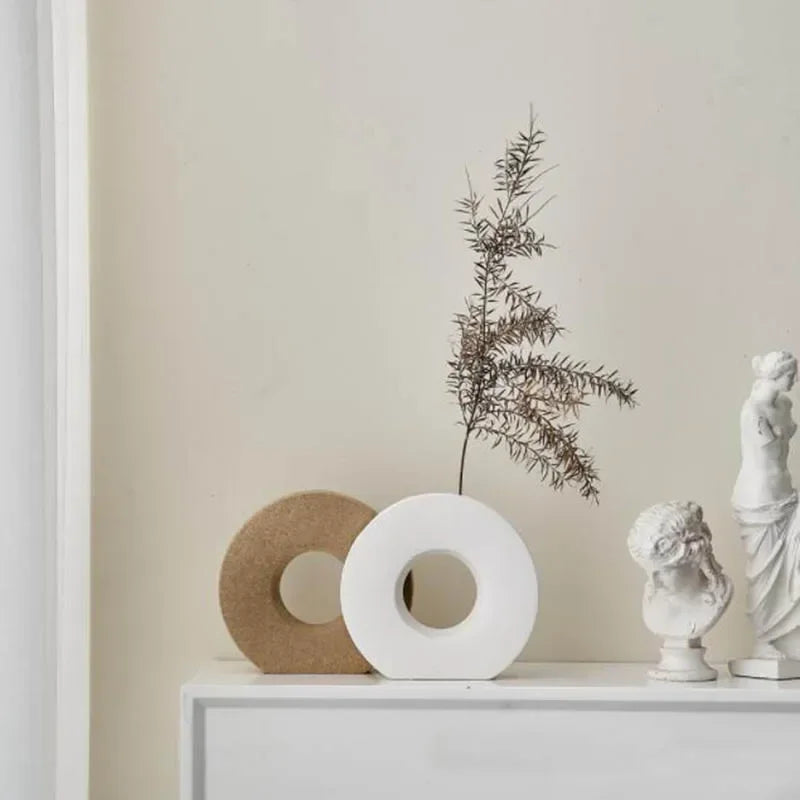 The 'Nordic O' Matte Ceramic Vase | Minimalist Sculptural Decor