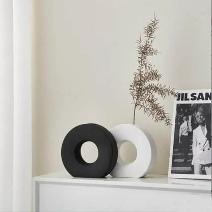 The 'Nordic O' Matte Ceramic Vase | Minimalist Sculptural Decor