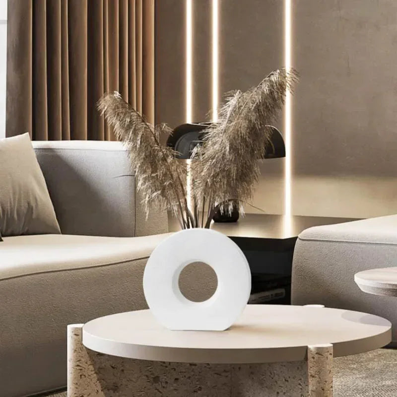 The 'Nordic O' Matte Ceramic Vase | Minimalist Sculptural Decor