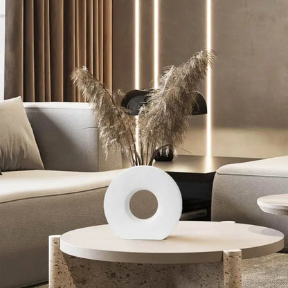 The 'Nordic O' Matte Ceramic Vase | Minimalist Sculptural Decor